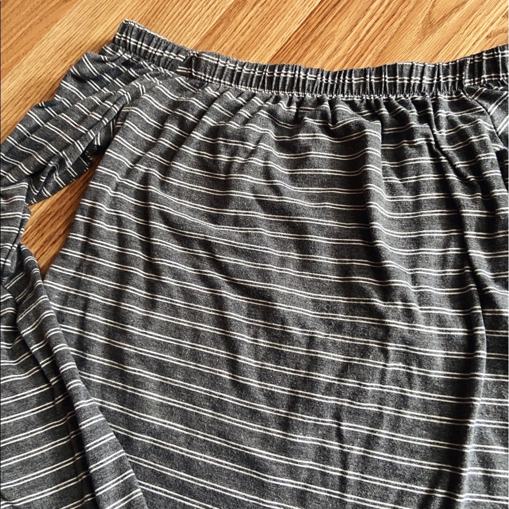 Off the shoulder Gray & White stripped shirt!